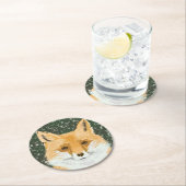 Kleine rode vos - in de sneeuw. ronde kartonnen onderzetter (Insitu)