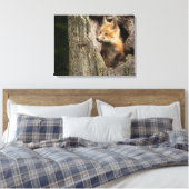 Kleine rode vos in een holle boom canvas afdruk (Insitu (Slaapkamer))