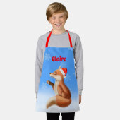 Kleine rode vos met kersthoed Gepersonaliseerd Ker Schort (Gedragen)