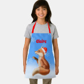 Kleine rode vos met kersthoed Gepersonaliseerd Ker Schort (Insitu)
