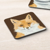 Kleine rode vos - transparant op bruin. bier onderzetter (Linkerzijde)