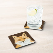 Kleine rode vos - transparant op bruin. bier onderzetter (Rechterzijde)