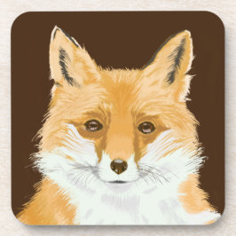 Kleine rode vos - transparant op bruin. bier onderzetter