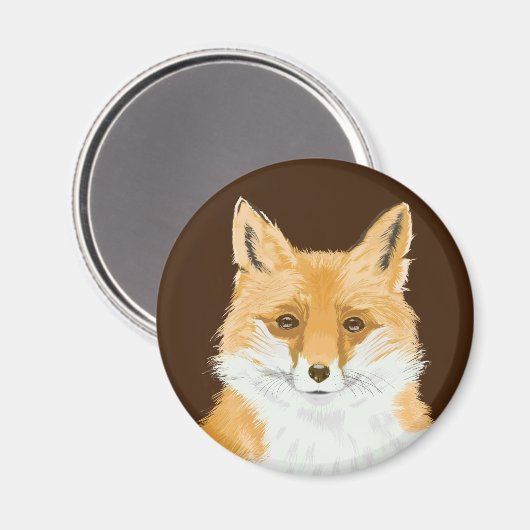 Kleine rode vos - transparant op bruin. magneet (Voorkant / Achterkant)