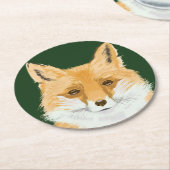 Kleine rode vos - transparant op groen. ronde kartonnen onderzetter (Gebogen)