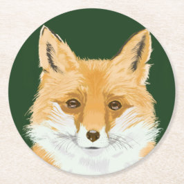 Kleine rode vos - transparant op groen. ronde kartonnen onderzetter