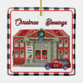 Kleine Rode Vrachtwagen Bibliotheek Keramisch Ornament (Achterkant)