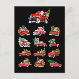 Kleine Rode Vrachtwagen die een Kerstboom sleept Briefkaart