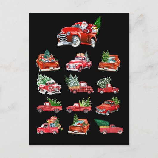 Kleine Rode Vrachtwagen die een Kerstboom sleept Briefkaart (Voorkant)