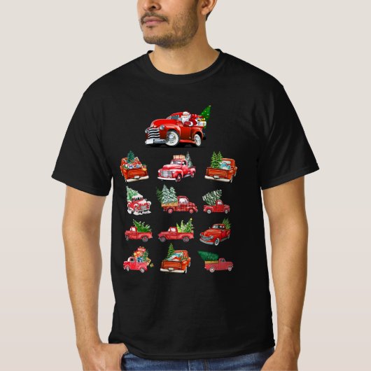 Kleine Rode Vrachtwagen die een Kerstboom sleept T-shirt (Voorkant)