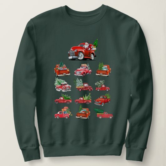 Kleine Rode Vrachtwagen die een Kerstboom sleept Trui (Design voorkant)