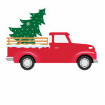 Kleine rode vrachtwagen die een kerstboom vervoert fotobeeldje sleutelhanger<br><div class="desc">Ho ho ho. Kleine rode vrachtwagen sleept een kerstboom in je hart</div>