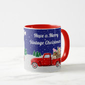 Kleine rode vrachtwagen en Antiek witte schuur Mok (Voorkant rechts)