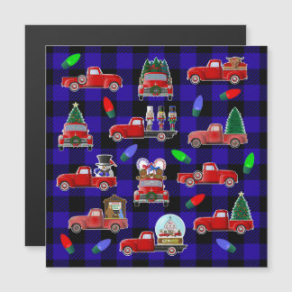 Kleine Rode Vrachtwagen Kerstmagneet Magnetische Uitnodiging