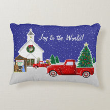 Kleine rode vrachtwagen met Country Church