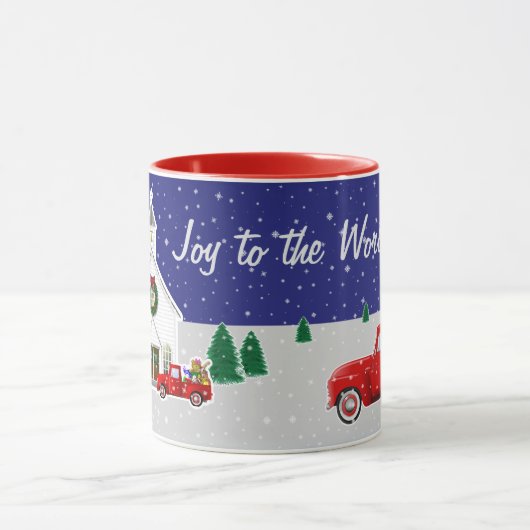 Kleine rode vrachtwagen met Country Church Mok (Midden)