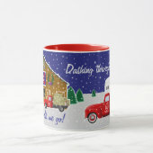 Kleine rode vrachtwagen met paard ranch schuur mok (Midden)