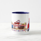 Kleine Rode Vrachtwagen Patriottische Picknick Mok (Midden)