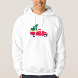 Kleine Rode Vrachtwagen slepen een Kerstboom Joke Hoodie