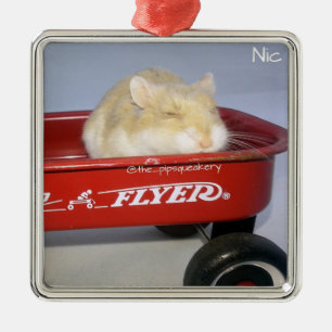 Kleine Rode Wagon. Metalen Ornament