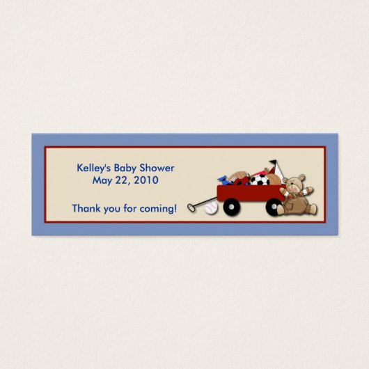 Kleine Rode Wagon TEDDY BEAR Party Favor Label Mini Visitekaartjes (Voorkant)