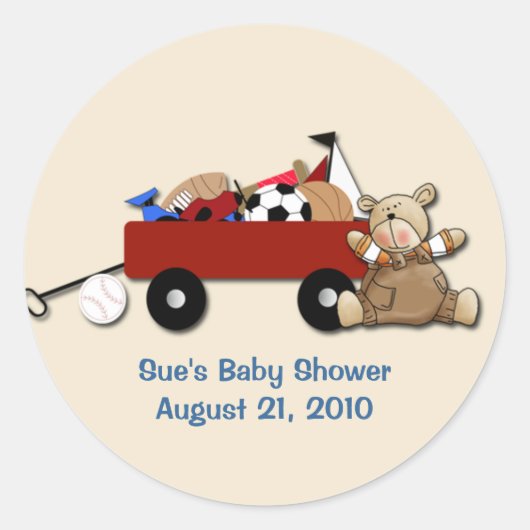 Kleine Rode Wagon Teddy Bear Sport Custom Sticker (Voorkant)