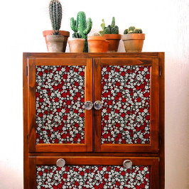 Kleine rode, witte & grijze bloemenpatroon Decoupa Tissuepapier