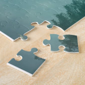 Kleine roeiboot op een nevelig meer legpuzzel (Zijkant)