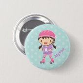 Kleine rolschaatsenmeisje voor meisjes ronde button 5,7 cm (Voorkant /achterkant)