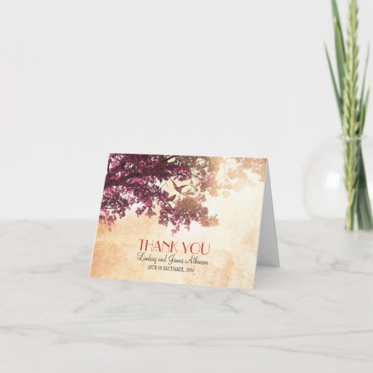 Kleine romantische bedankkaart met roze boom (Voorkant)