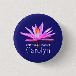 Kleine ronde Button Vrijwilliger Roze Water Lily