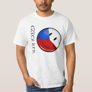 Kleine ronde glimlachend Tsjechisch kruid. Vlag T-shirt