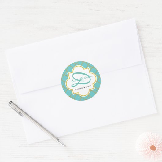 Kleine ronde quatrefoil stickers (Envelop)
