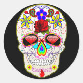 Kleine ronde sticker suikerschedel (Voorkant)