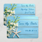 Kleine Ronde Zeesterren Save The Date Kaarten Orch (Voorkant / Achterkant)