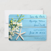 Kleine ronde zeesterren Save The Date-kaarten orch Date (Achterkant)