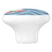 Kleine rood-blauwe en groene zeilboten keramische knop (Zijkant)