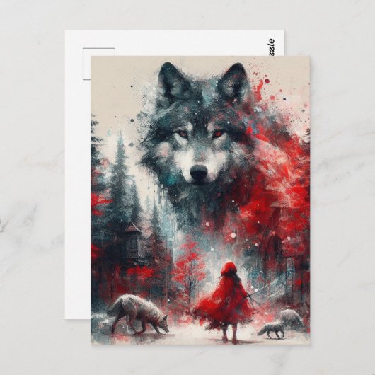 Kleine Rood en haar Wolf Pack Briefkaart (Voorkant / Achterkant)