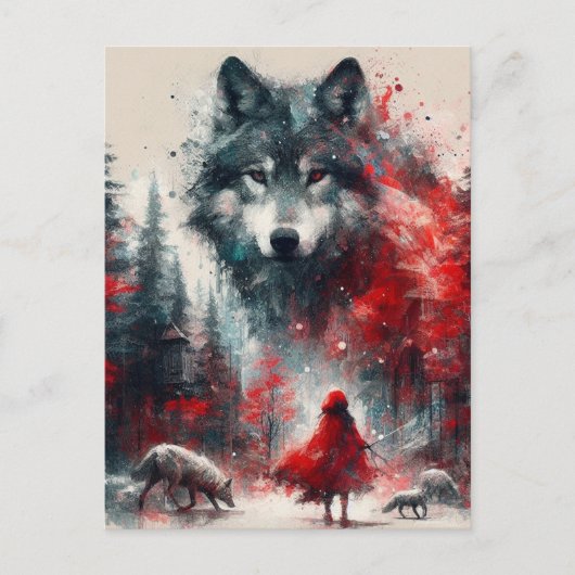 Kleine Rood en haar Wolf Pack Briefkaart (Voorkant)