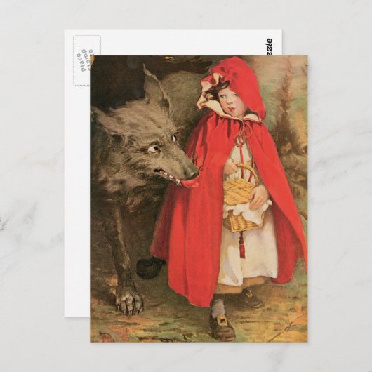 Kleine Rood Ridderhout en Big Bad Wolf Briefkaart (Voorkant / Achterkant)