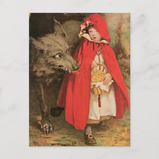 Kleine Rood Ridderhout en Big Bad Wolf Briefkaart (Voorkant)