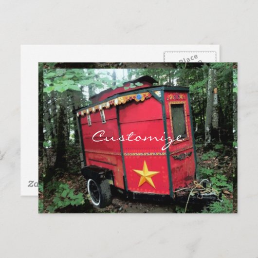 Kleine roodbruine caravan Thunder_Cove Briefkaart (Voorkant / Achterkant)