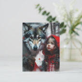 Kleine Roodkapje en Wolf Briefkaart (Staand voorkant)