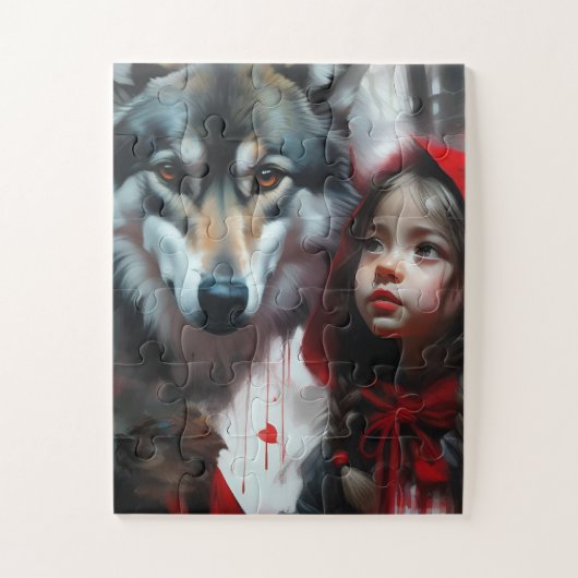 Kleine Roodkapje en Wolf Legpuzzel (Verticaal)