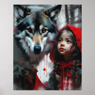 Kleine Roodkapje en Wolf Poster