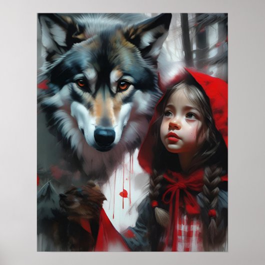Kleine Roodkapje en Wolf Poster (Voorkant)