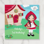 Kleine Roodkapje Sprookje Meisjes Verjaardag Bedankjes Labels (Achterkant)