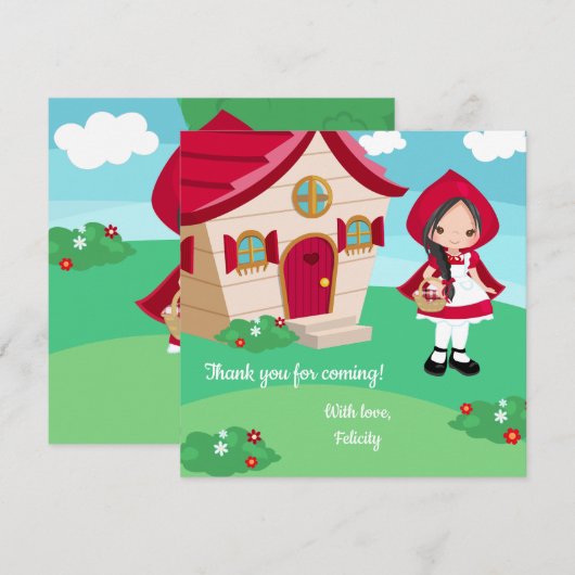 Kleine Roodkapje Sprookje Meisjes Verjaardag Bedankkaart (Voorkant / Achterkant)