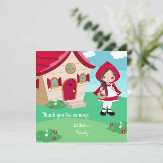 Kleine Roodkapje Sprookje Meisjes Verjaardag Bedankkaart (Staand voorkant)