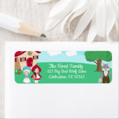 Kleine Roodkapje Sprookje Meisjes Verjaardag Etiket (Insitu)